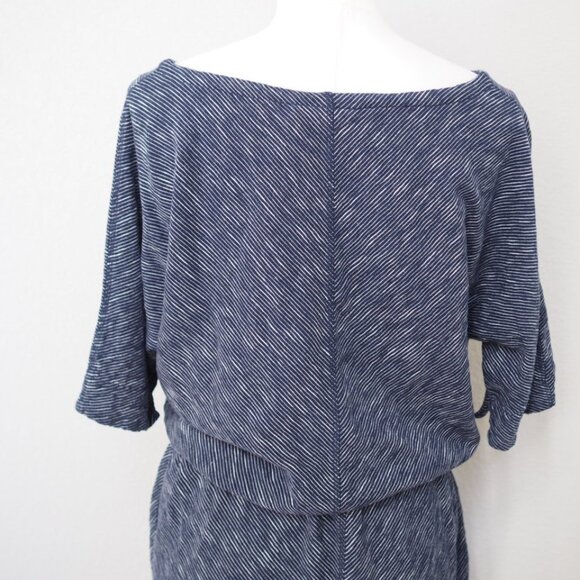 Vintage Woolrich Extra Large Drawstring Waist Navy Striped Dress 100% Cotton - Picture 6 of 13